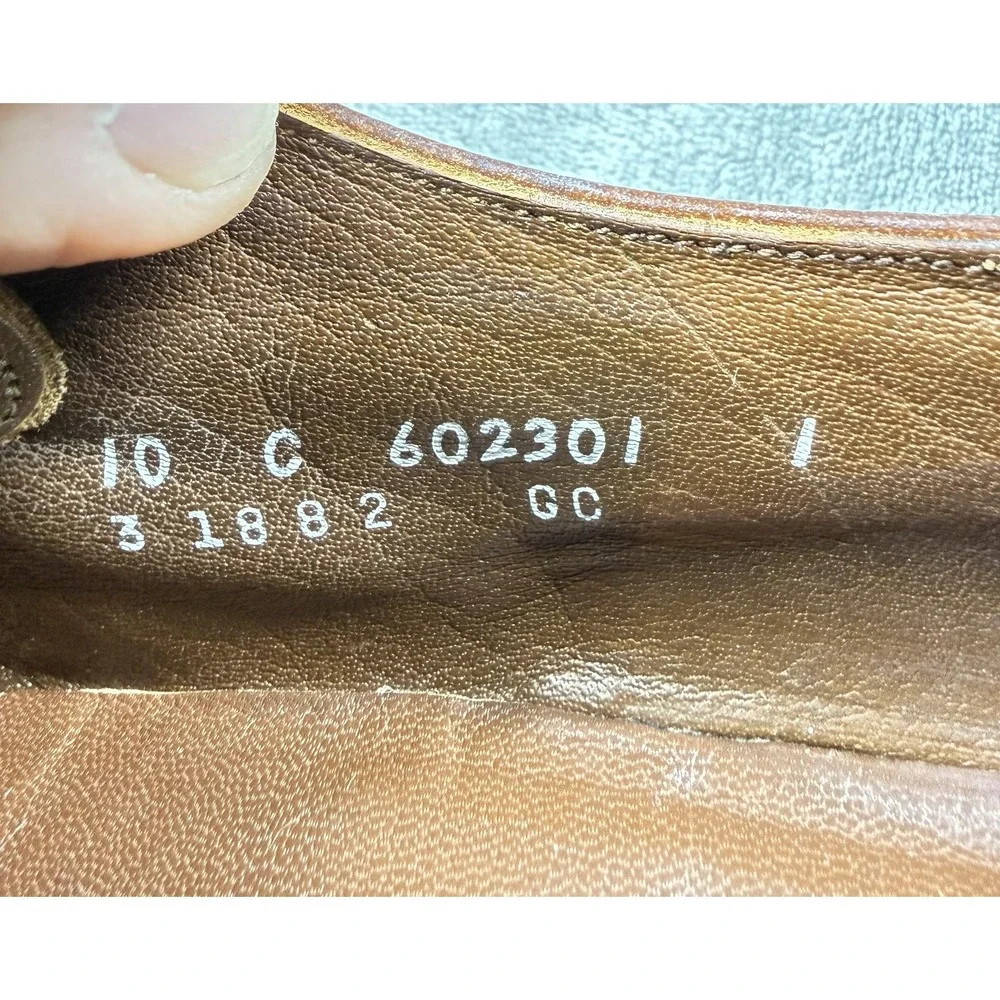 Vintage Florsheim Comfort Cushion Shoes Mens Size 10 C Brown Leather Derby Dress